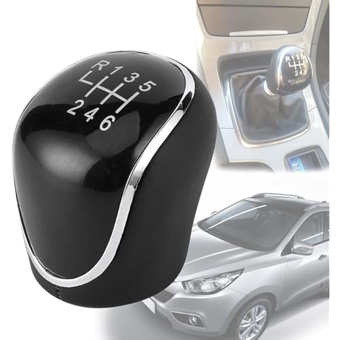 ريحني مقبض ترس فورد يدوي مقبض ناقل الحركة 6 تروس لفورد فوكس فييستا Mk2 Mk3 Mk4 CMax SMax Kuga Mondeo IV Galaxy Facelift Gear Gear Concierge Skin PU محسن مقبض Focus Gear Gear أسود - Image 1