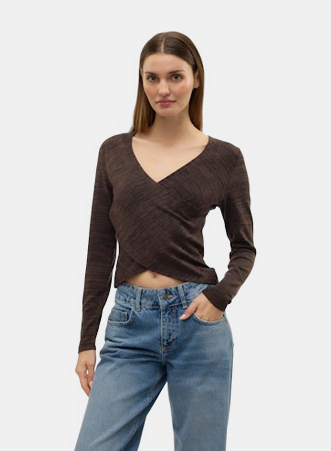 VERO MODA Womens Hela Longsleeve 2-Way Wrap Top Juniors - Image 3