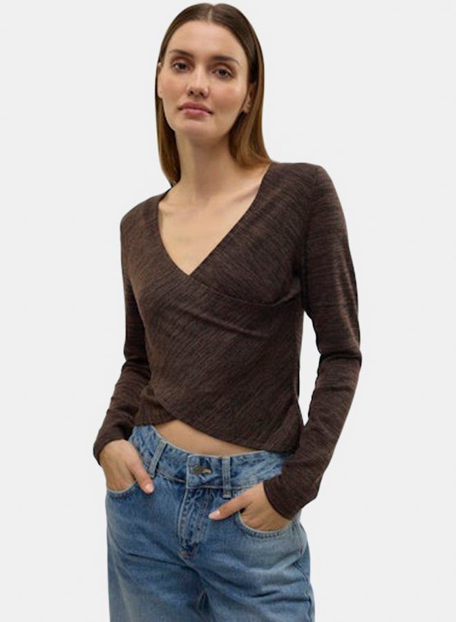 VERO MODA Womens Hela Longsleeve 2-Way Wrap Top Juniors - Image 2