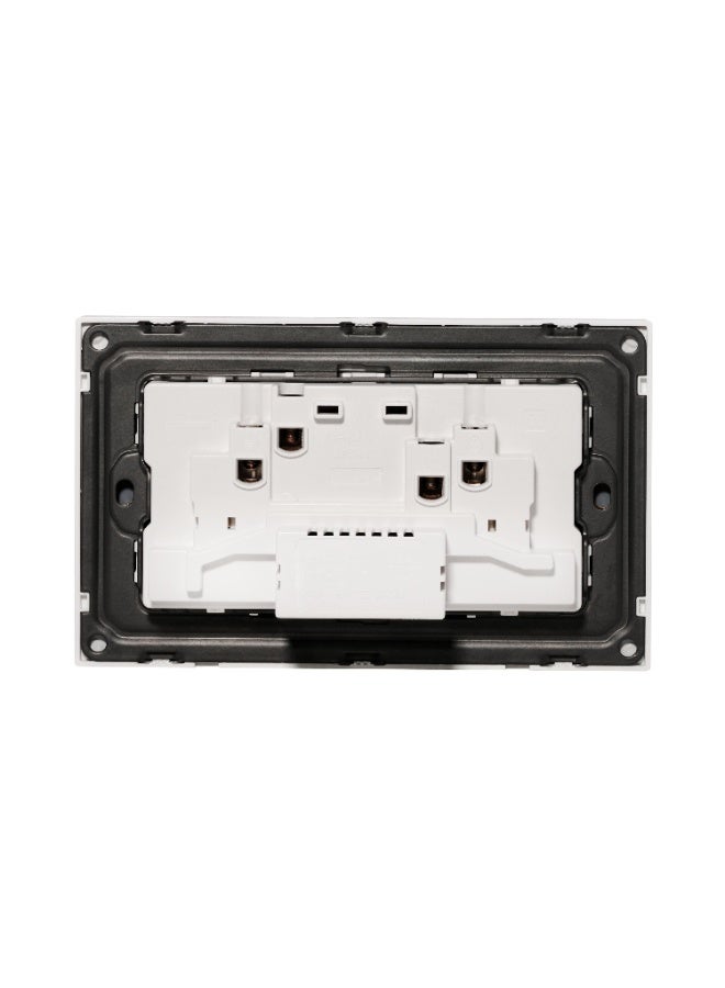 Donmarco 2 GangDouble MF Socket 13A - USB + Type-C (5V 3.1A) – Ultra Thin Glass, Fire-Resistant , 3-Year Warranty, Multi-Function with Fast Charging (Matt White) | Wall Socket Power Outlet  - Image 3