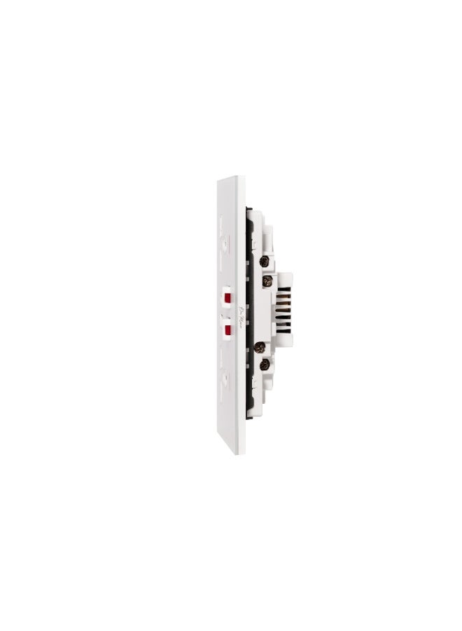 Donmarco 2 GangDouble MF Socket 13A - USB + Type-C (5V 3.1A) – Ultra Thin Glass, Fire-Resistant , 3-Year Warranty, Multi-Function with Fast Charging (Matt White) | Wall Socket Power Outlet  - Image 4