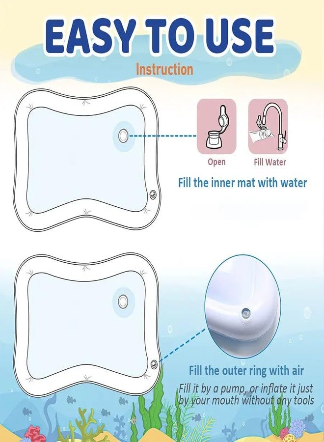 Kreshu Baby Water Play Mat with ABCD and Mermaid Theme for Kids Learning | Inflatable Indoor and Outdoor Water Play Mat | Leakproof Baby Sleeping Pad Safe and Enjoyable Water-Filled (Pack of 1, Blue) - Image 5