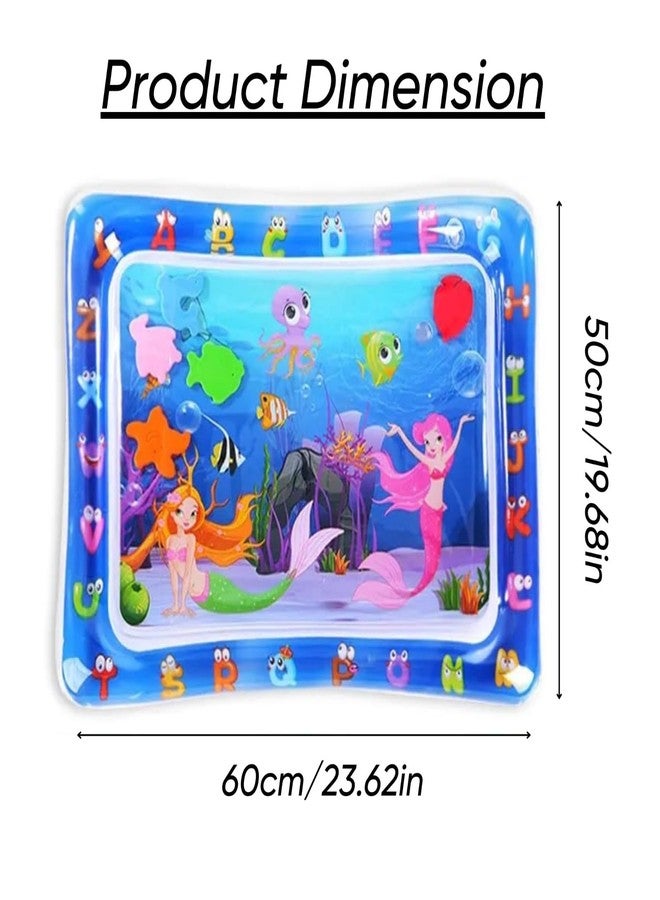 Kreshu Baby Water Play Mat with ABCD and Mermaid Theme for Kids Learning | Inflatable Indoor and Outdoor Water Play Mat | Leakproof Baby Sleeping Pad Safe and Enjoyable Water-Filled (Pack of 1, Blue) - Image 2