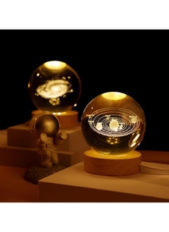 NNEWVANTE 3DSolar System Crystal Ball Night Light for Kids Glass Ball Night Lamp with Wood Base Fantasy Decor Crsytal Ball Gifts LED Galaxy Planet NightLights Brithday Gifts for Boys Girls (Saturn)  - Image 4
