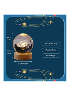 NNEWVANTE 3DSolar System Crystal Ball Night Light for Kids Glass Ball Night Lamp with Wood Base Fantasy Decor Crsytal Ball Gifts LED Galaxy Planet NightLights Brithday Gifts for Boys Girls (Saturn)  - Image 2