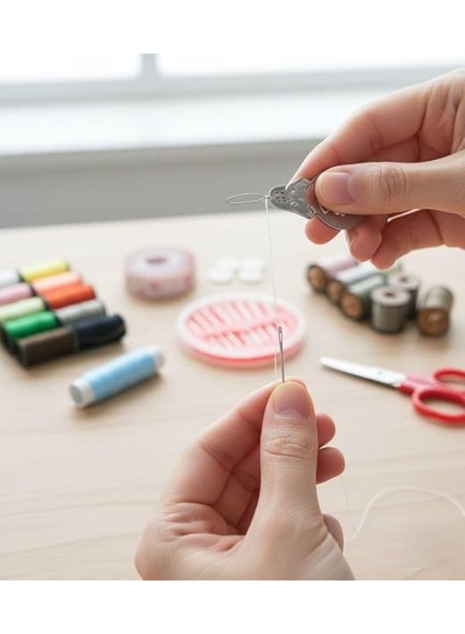 طقم خياطة متكامل، يتضمن خيوط ملونة، إبر، مقص، شريط قياس، وغطاء حمايه للصابع، أزرار بكرات صغير ولضامه، متعدد الألوان - Image 2
