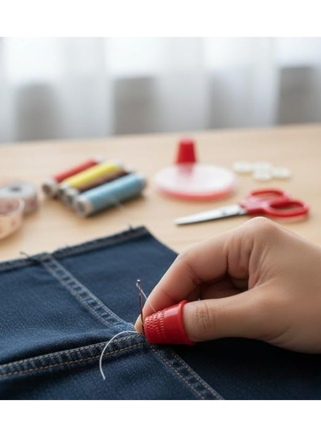 طقم خياطة متكامل، يتضمن خيوط ملونة، إبر، مقص، شريط قياس، وغطاء حمايه للصابع، أزرار بكرات صغير ولضامه، متعدد الألوان - Image 3