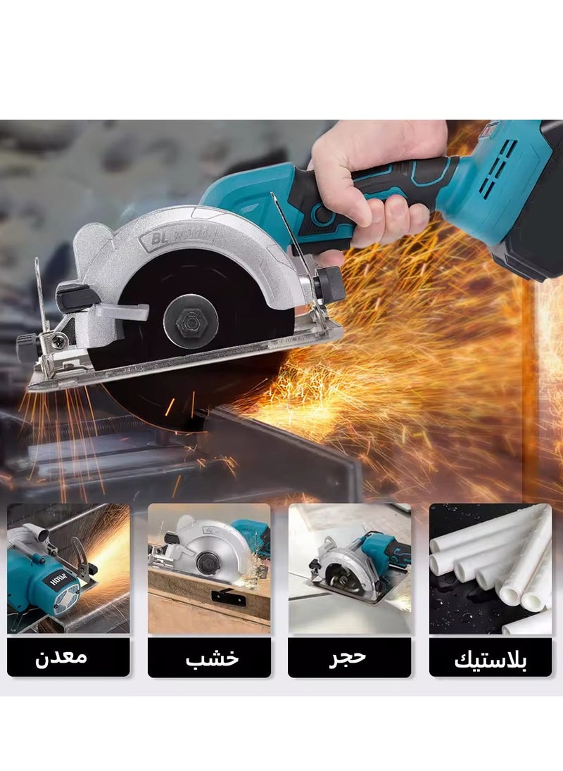 جيرزون - منشار دائري لاسلكي من GearZone، 1200 وات، 4.0 أمبير، 6500 دورة في الدقيقة، مع بطاريتين وشفرتي منشار، دليل يدوي، أقصى عمق قطع 32 مم - Image 1