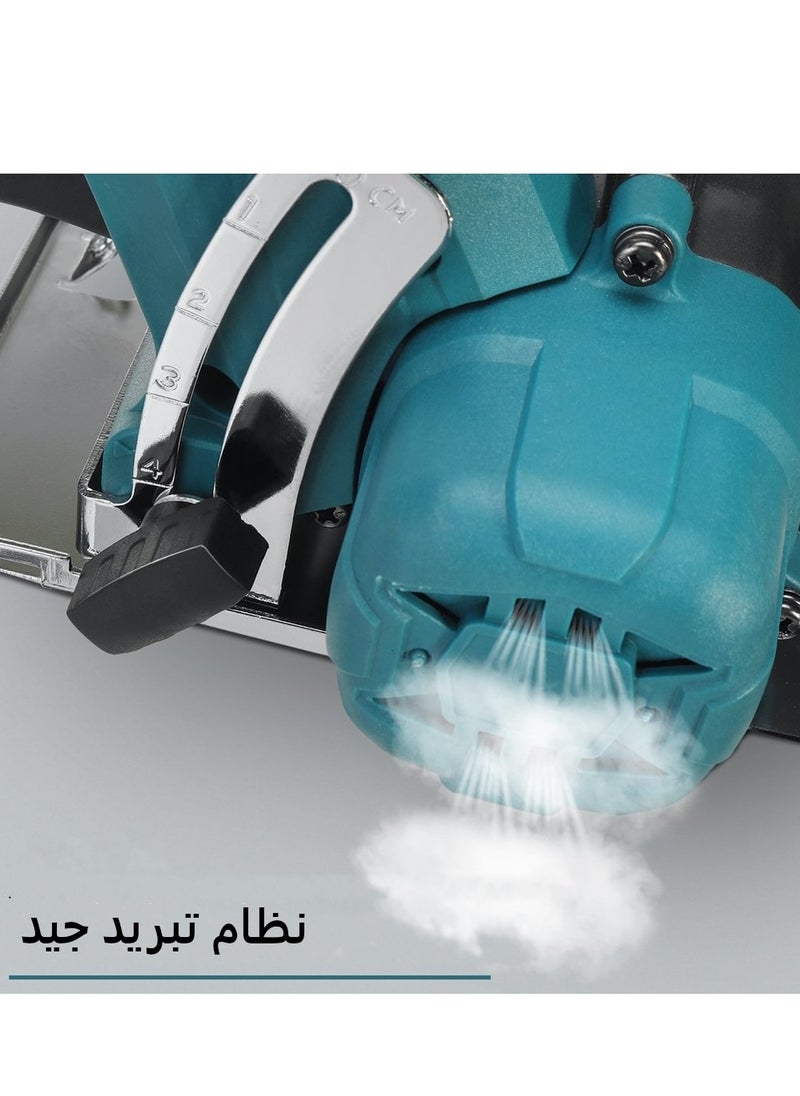 جيرزون - منشار دائري لاسلكي من GearZone، 1200 وات، 4.0 أمبير، 6500 دورة في الدقيقة، مع بطاريتين وشفرتي منشار، دليل يدوي، أقصى عمق قطع 32 مم - Image 1