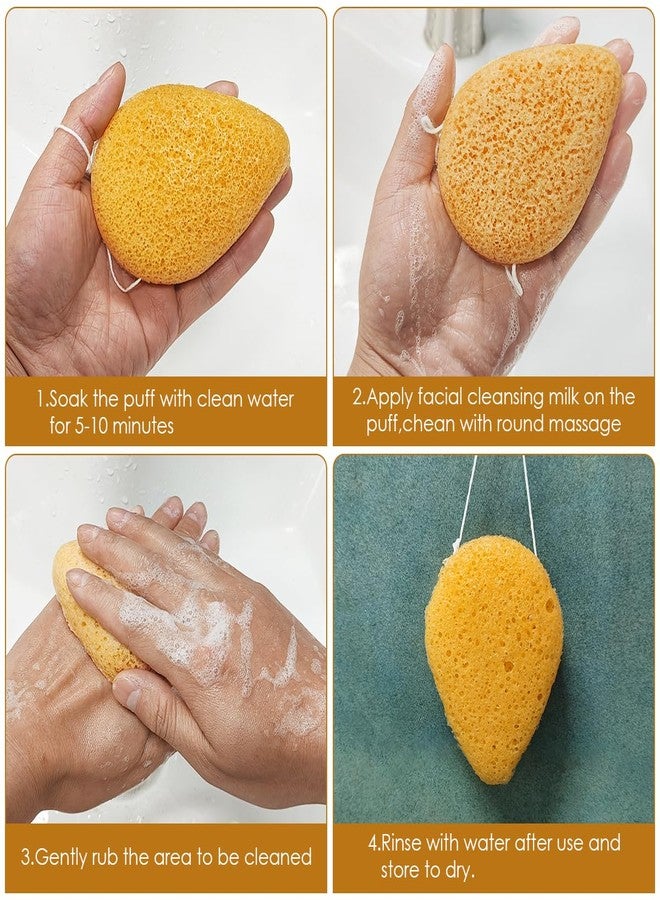 lyfLux Natural Facial Cleansing Sponge (3-Pack) | lyfLux face scrubber Soft & Gentle Exfoliating Face Scrubber | Plant-Based Deep Cleansing Pad for All Skin Types(Blue, Yellow, White) - Image 4