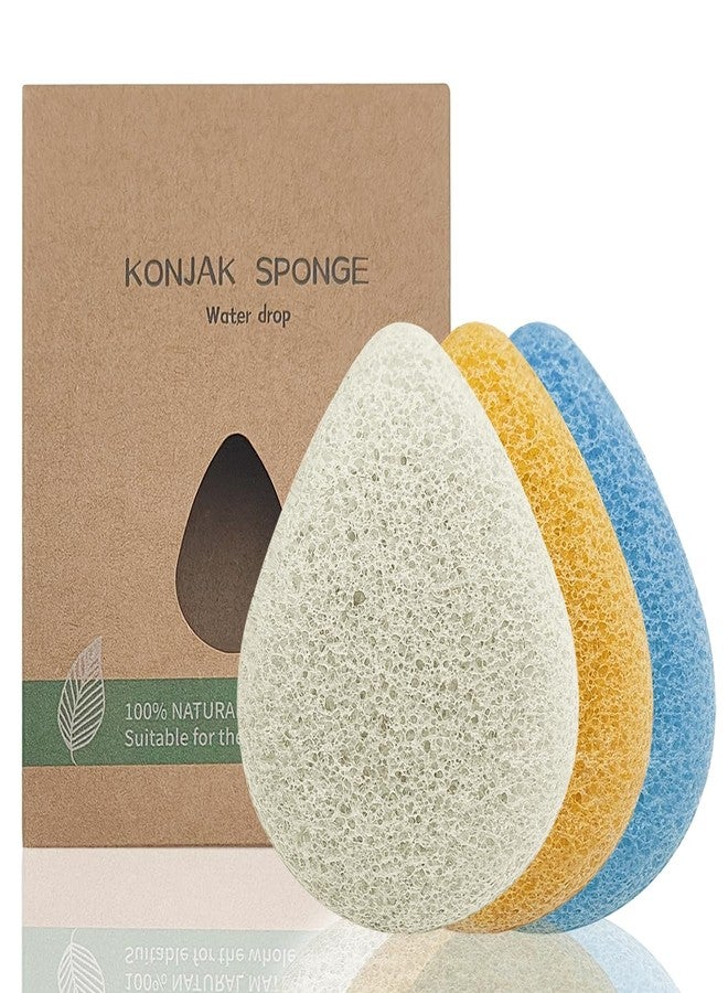 lyfLux Natural Facial Cleansing Sponge (3-Pack) | lyfLux face scrubber Soft & Gentle Exfoliating Face Scrubber | Plant-Based Deep Cleansing Pad for All Skin Types(Blue, Yellow, White) - Image 1