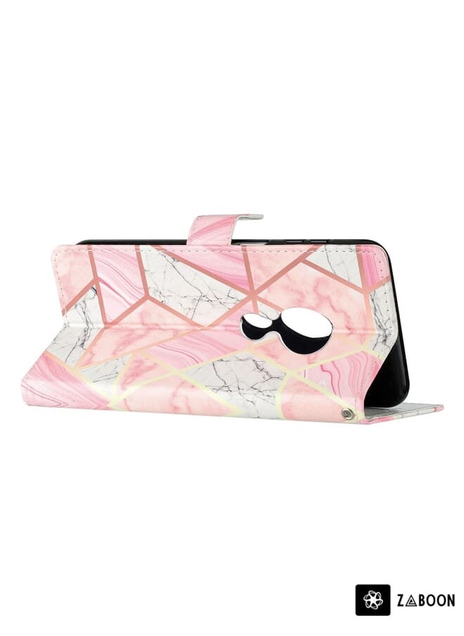 Green Tiger - For Motorola Moto G7 Power Colored Drawing Leather Phone Case(Pink Marble) - Image 1