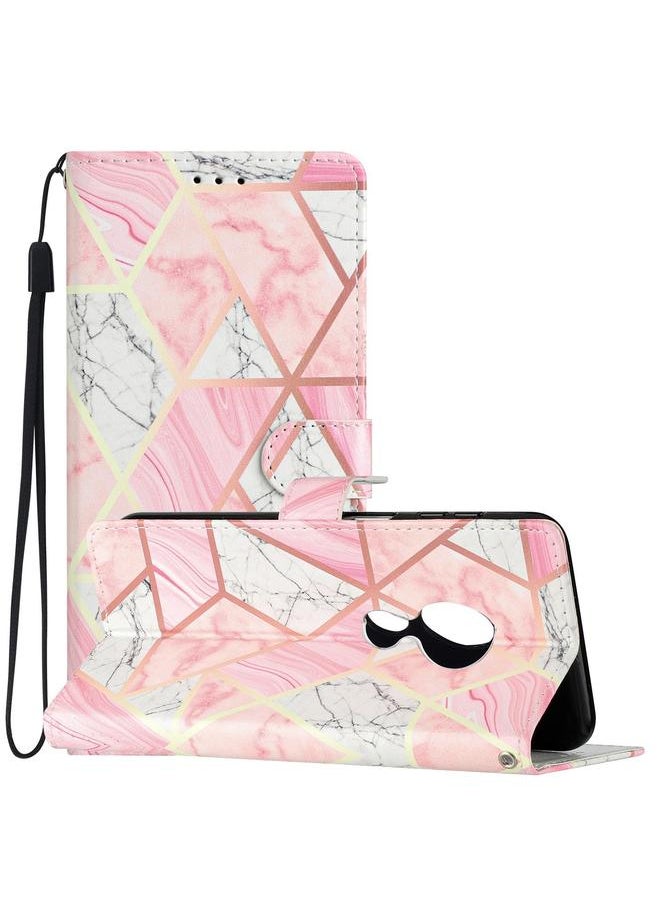 Green Tiger - For Motorola Moto G7 Power Colored Drawing Leather Phone Case(Pink Marble) - Image 1