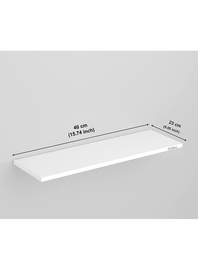 MODERN HOME رفوف حائط عائمة بيضاء من قطعتين 40×23 سم – تخزين حديث مثبت على الحائط للكتب والديكور - Image 3
