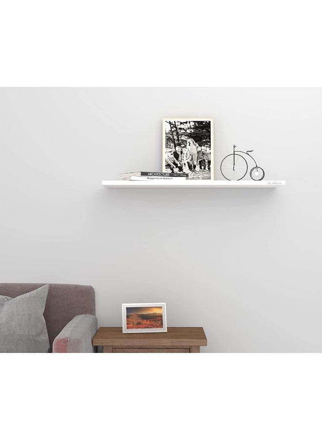 MODERN HOME رفوف حائط عائمة بيضاء من قطعتين 40×23 سم – تخزين حديث مثبت على الحائط للكتب والديكور - Image 2