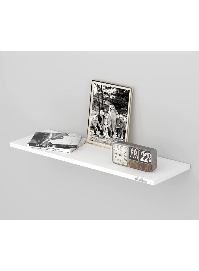 MODERN HOME رفوف حائط عائمة بيضاء من قطعتين 40×23 سم – تخزين حديث مثبت على الحائط للكتب والديكور - Image 4