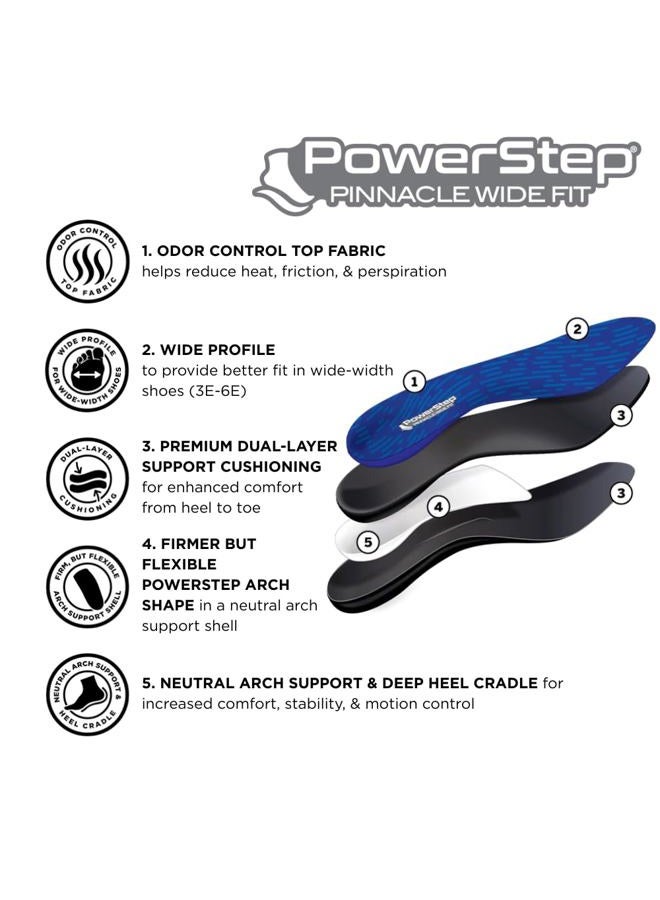 PowerStep Wide Fit Insoles, Designed for Wider Width Feet, Fits Widths 3E-6E, Normal Arch Inserts, Gray, Men's 10-10.5 / Women's 12 - Image 3
