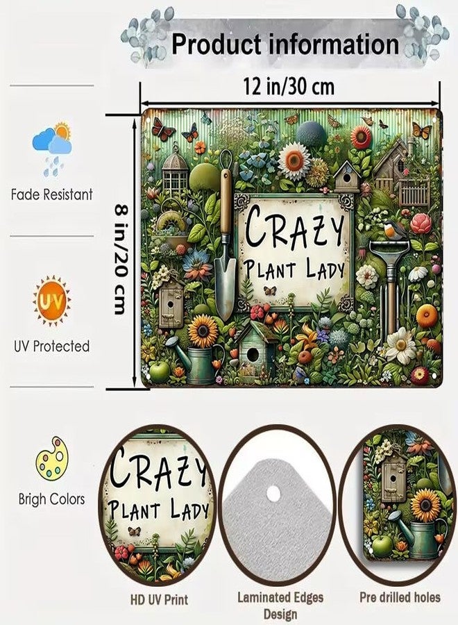 Bestylez Garden Gifts Vintage Gardening Signs Crazy Plant Lady Tin Sign for Home Garden Greenhouse Living Room Bedroom Yard Outdoor Decor 8X12 Inch (3359) - Image 2