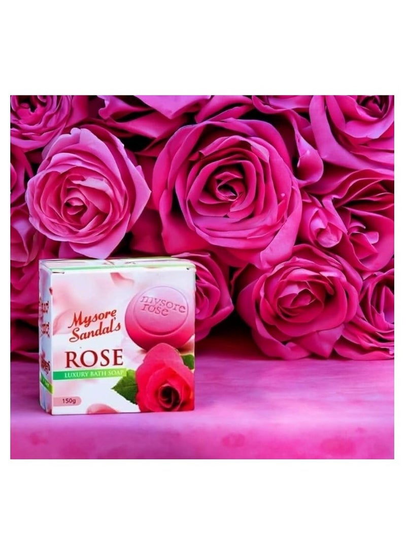 Mysore Sandals Rose Luxury Bath Soap 150g – Gentle Cleansing with Elegant Rose Fragrance - Image 1