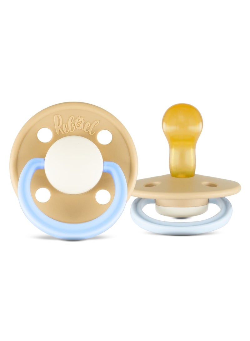 Rebael Fashion Natural Rubber Round Pacifier Size 1 - Baby 0-6M (2-pack) - ColdPearlyLion/DustyPearlyElephant - Image 2