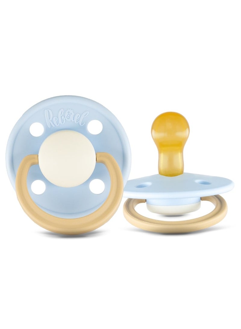 Rebael Fashion Natural Rubber Round Pacifier Size 1 - Baby 0-6M (2-pack) - ColdPearlyLion/DustyPearlyElephant - Image 3