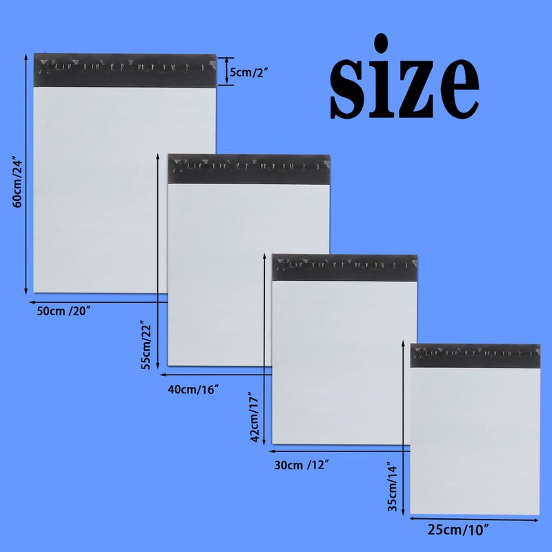 newlng Poly Mailers Shipping Bags Mailing bags 50pcs 4 Assorted Sizes White Shipping Envelopes Self-sealing Adhesive Waterproof and Tear-Proof Packaging Bags Shipping Bags for Clothing Books Gift - Image 2