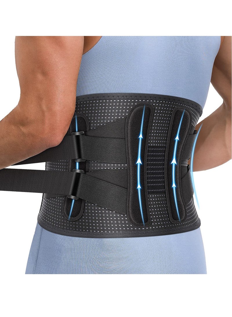 DUNISO Lower Back Support Belt, Non-Slip Lumbar Support, Instant Relief Of Back Pain Caused By Injuries, Herniated Discs, Sciatica And Scoliosis, Breathable And Adjustable, Suitable For Daily Life, Work And Homework, Large Size (Waist 105*20Cm)  - Image 1