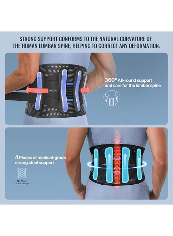DUNISO Lower Back Support Belt, Non-Slip Lumbar Support, Instant Relief Of Back Pain Caused By Injuries, Herniated Discs, Sciatica And Scoliosis, Breathable And Adjustable, Suitable For Daily Life, Work And Homework, Large Size (Waist 105*20Cm)  - Image 3