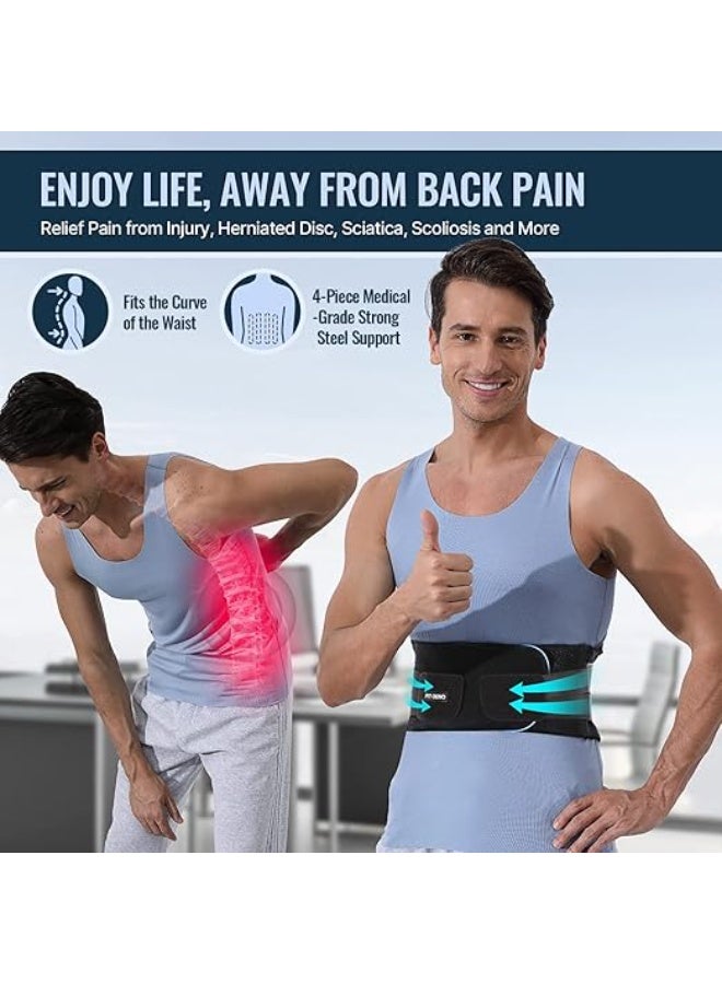 DUNISO Lower Back Support Belt, Non-Slip Lumbar Support, Instant Relief Of Back Pain Caused By Injuries, Herniated Discs, Sciatica And Scoliosis, Breathable And Adjustable, Suitable For Daily Life, Work And Homework, Large Size (Waist 105*20Cm)  - Image 2