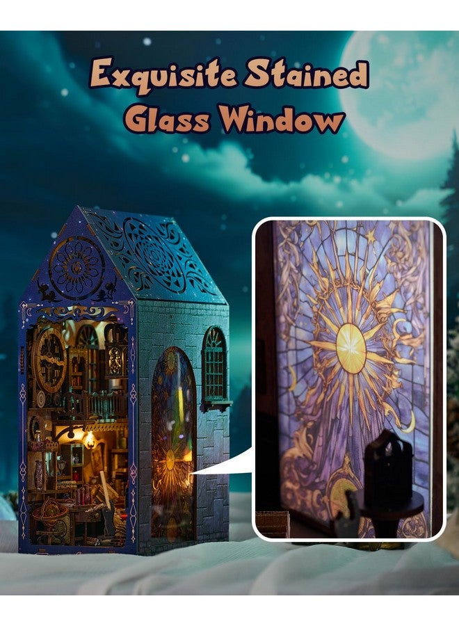 FLYNOVA DIY Book Nook Kit,Magic Dollhouse for Teens Adults to Build,3D Wooden Puzzle Miniature Toys with Lights,Booknook Bookend Bookshelf Thanksgiving Decor,Family Friends Christmas Birthday Gifts - Image 4