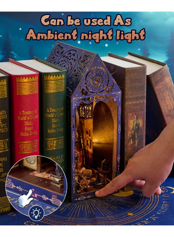 FLYNOVA DIY Book Nook Kit,Magic Dollhouse for Teens Adults to Build,3D Wooden Puzzle Miniature Toys with Lights,Booknook Bookend Bookshelf Thanksgiving Decor,Family Friends Christmas Birthday Gifts - Image 5