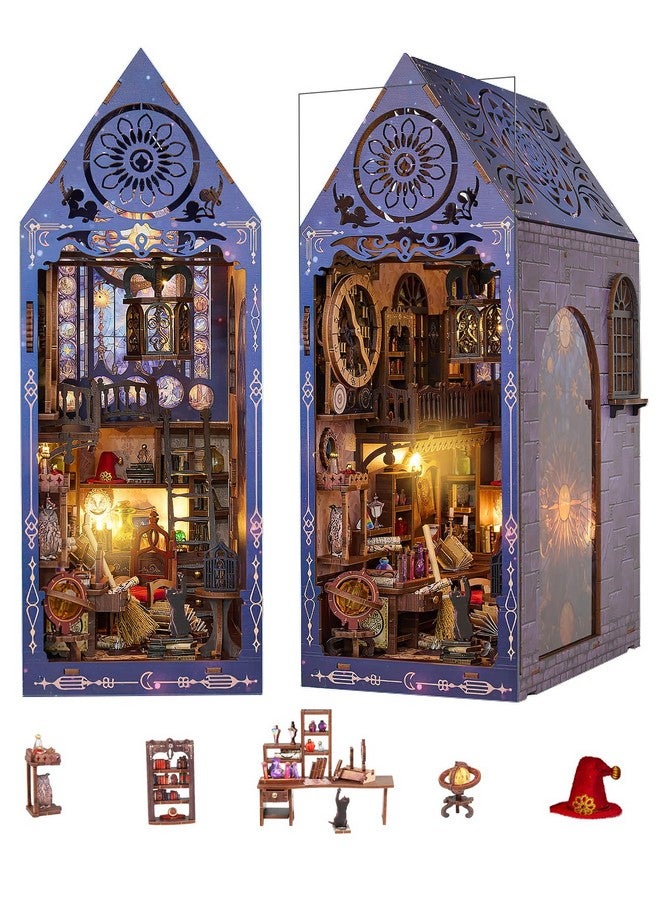 FLYNOVA DIY Book Nook Kit,Magic Dollhouse for Teens Adults to Build,3D Wooden Puzzle Miniature Toys with Lights,Booknook Bookend Bookshelf Thanksgiving Decor,Family Friends Christmas Birthday Gifts - Image 1