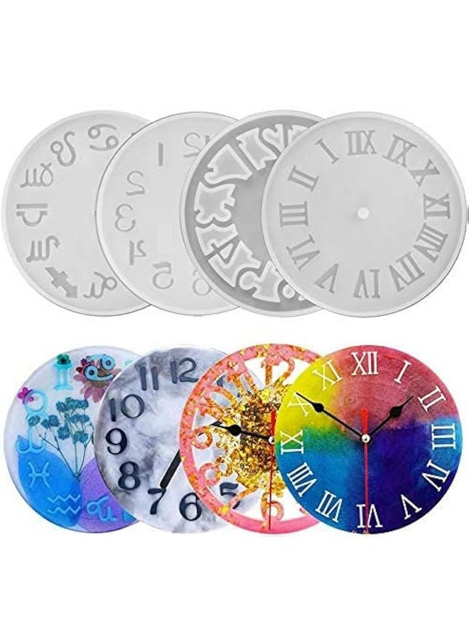 KISSNOWY Kissnowy 4Pack of Clock Face Molds Silicone Mold by Resin Casting, for DIY Resin Crafts Home Wall Decoration 5.9 X 5.9inch  - Image 1