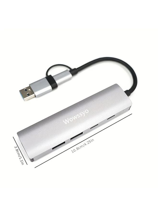 6 In 2 USB C Hub Adapter With 10Gbps Fast Transmission 2 USB 3 2 1 USB C 3 2 RJ45 1000M For Laptop Tablet Phone - Image 2
