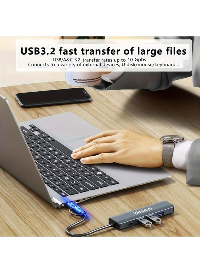 6 In 2 USB C Hub Adapter With 10Gbps Fast Transmission 2 USB 3 2 1 USB C 3 2 RJ45 1000M For Laptop Tablet Phone - Image 3