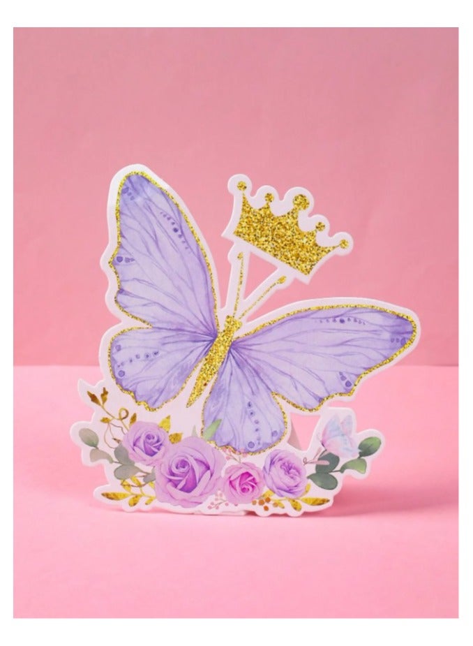 6 pieces party table decorations with pink and purple butterfly design for girl’s birthday party, baby shower party - Image 4