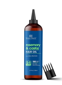 Botanic Hearth Botanic Hearth Rosemary & Castor Hair Oil (6.7 fl oz) | Nourishing and Strengthening Hair Treatment for Thicker, Healthier-Looking Hair | Paraben Free | Suitable for All Hair Types  - Image 1