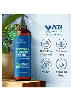 Botanic Hearth Botanic Hearth Rosemary & Castor Hair Oil (6.7 fl oz) | Nourishing and Strengthening Hair Treatment for Thicker, Healthier-Looking Hair | Paraben Free | Suitable for All Hair Types  - Image 3