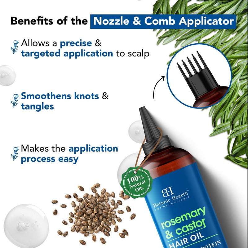 Botanic Hearth Rosemary & Castor Hair Oil (6.7 Fl Oz) |Nourishing and Strengthening Hair Treatment for Thicker, Healthier|Looking Hair | Paraben Free | Suitable for All Hair Types - Image 5