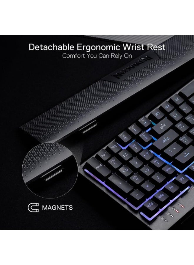 ريدراجون لوحة مفاتيح الألعاب Redragon K515 شيفا RGB، لوحة مفاتيح بملمس ميكانيكي مكونة من 98 مفتاح مع مفتاح خطي، مفاتيح ماكرو ووسائط متعددة مدمجة، مسند معصم قابل للإزالة، مدعوم بالبرمجيات - أسود - Image 5