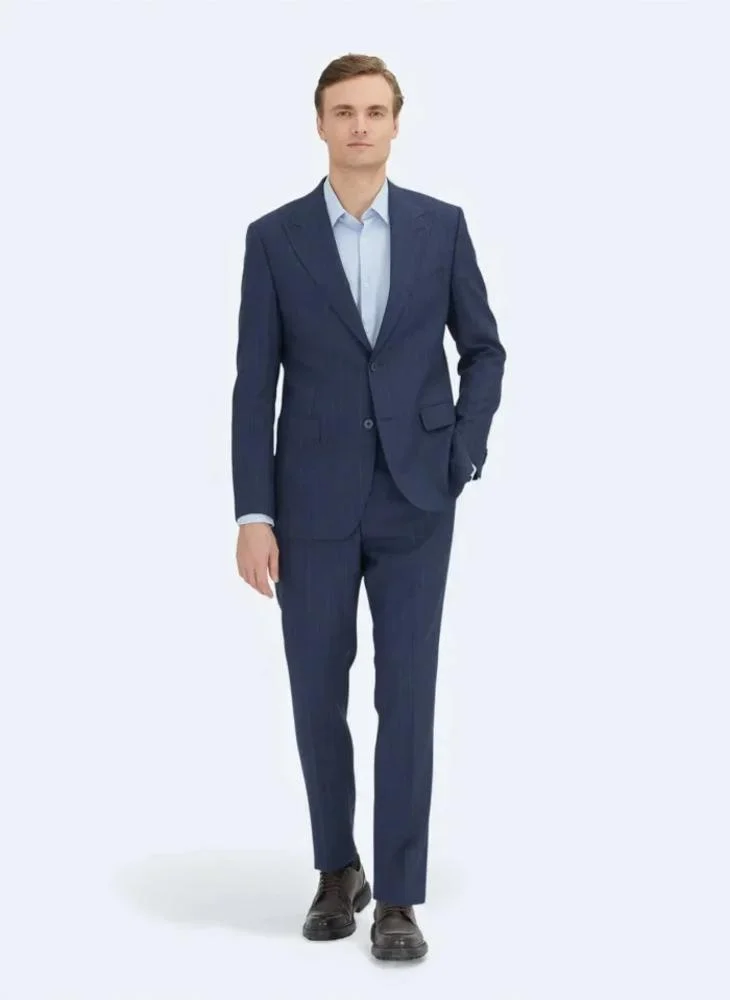 Kip Navy Blue Modern Fit Wool Blended Suit