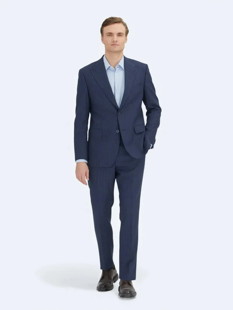 Kip Navy Blue Modern Fit Wool Blended Suit