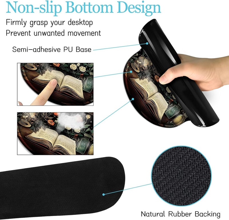 LIMKRIAN Goth Skull Mouse Pad Set Large Desk Mat for Desktop, Ergonomic Mouse Pad with Wrist Rest for Gaming, Keyboard Mat Wrist Support Cup Coaster Set, Gothic Office Desk Accessories Decor Supplies - Image 5