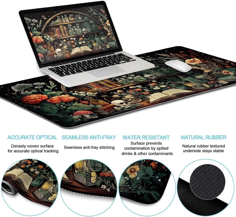 LIMKRIAN Goth Skull Mouse Pad Set Large Desk Mat for Desktop, Ergonomic Mouse Pad with Wrist Rest for Gaming, Keyboard Mat Wrist Support Cup Coaster Set, Gothic Office Desk Accessories Decor Supplies - Image 4