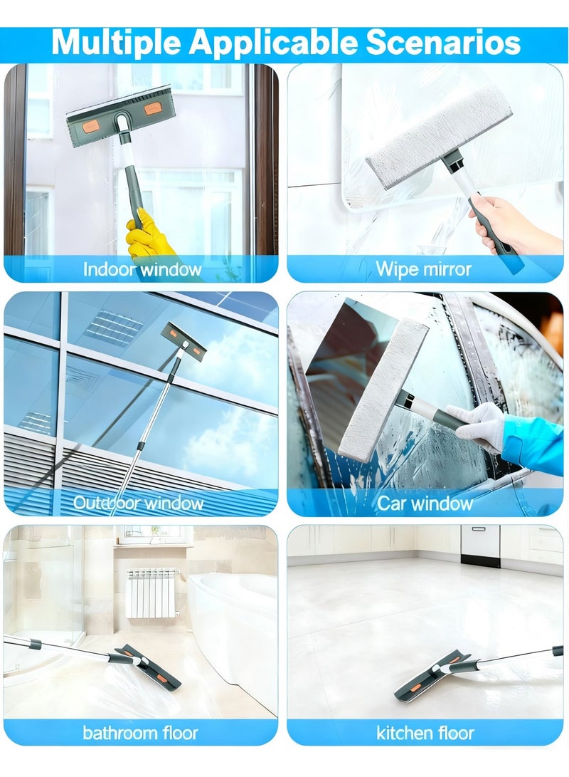 مجموعة تنظيف نوافذ احترافية قابلة للتمديد (210 سم) | ممسحة متعددة الاستخدامات برأس متحرك لجميع الأسطح الزجاجية - Image 4