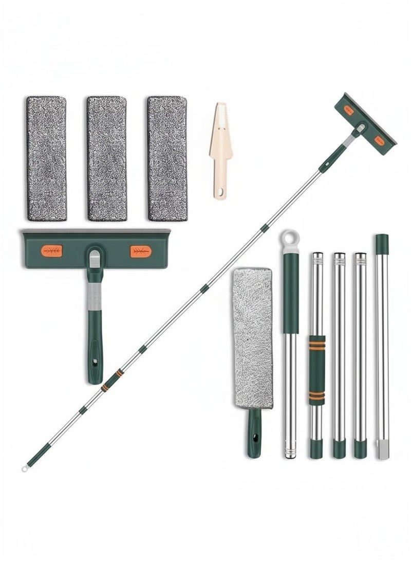 مجموعة تنظيف نوافذ احترافية قابلة للتمديد (210 سم) | ممسحة متعددة الاستخدامات برأس متحرك لجميع الأسطح الزجاجية - Image 1