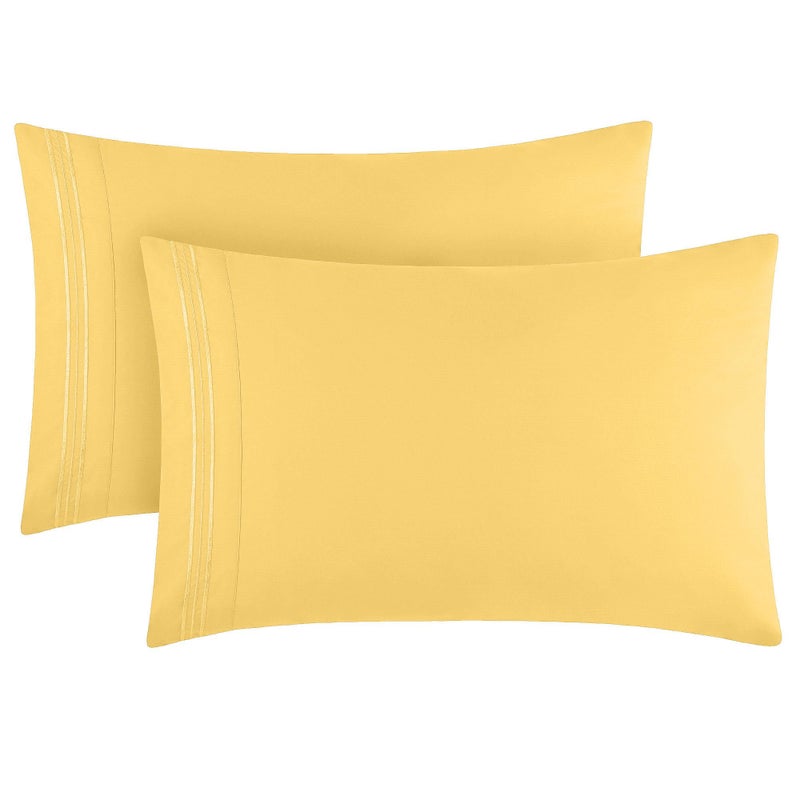 Mellanni Pillow Cases - 2 PC Iconic Collection Pillowcases - Luxury  Extra Soft  Cooling Pillow Covers - Envelope Closure (King 20"" x 40""  Yellow) - Image 1