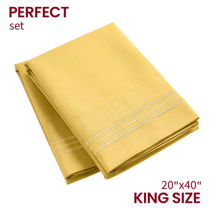 Mellanni Pillow Cases - 2 PC Iconic Collection Pillowcases - Luxury  Extra Soft  Cooling Pillow Covers - Envelope Closure (King 20"" x 40""  Yellow) - Image 2