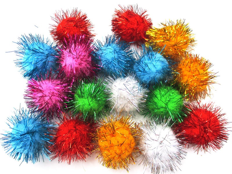 ALL in ONE Assorted Color Glitter Sparkle Pom Poms for Craft DIY 45MM