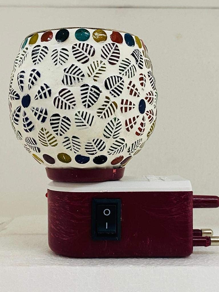 SHREE HANS CREATION | Kapur Dani Electrical Camphor Diffuser. Glass Kapoor Dhani & Essential Oil Diffuser with On Off Switch to Toggle Between Burner & Lamp (Heart Shape Leaf) - Image 4
